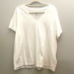NWT Madewell Womens White V-Neck T-Shirt Size 1X Organic Cotton Blend